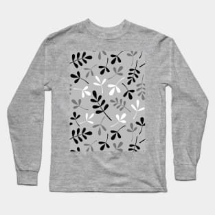 Assorted Leaf Silhouettes BW & Grays Long Sleeve T-Shirt